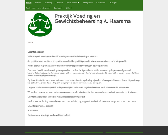 Praktijk Voeding en Gewichtsbeheersing A. Haarsma Logo